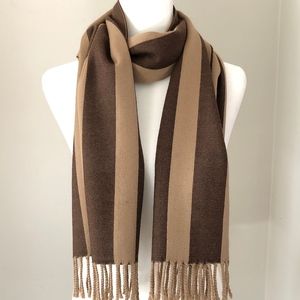 Camel & Brown Striped Wool Scarf